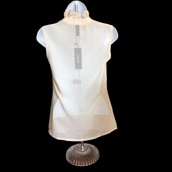 NWT Ruffle Neck Bow Tie Sleeveless Top Blouse Officecore Career XS - Picture 3 of 8